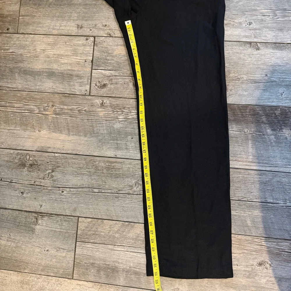 H&M Black Wide Leg Linen Blend Trousers High Waist Elastic Back Pants Size 6 NWT